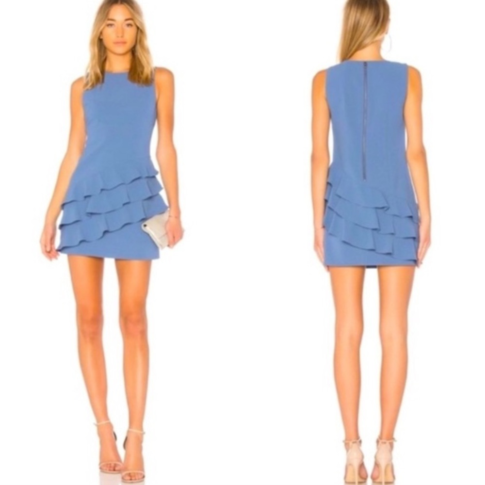 ALICE + OLIVIA Clive Blue Ruffle Mini Dress